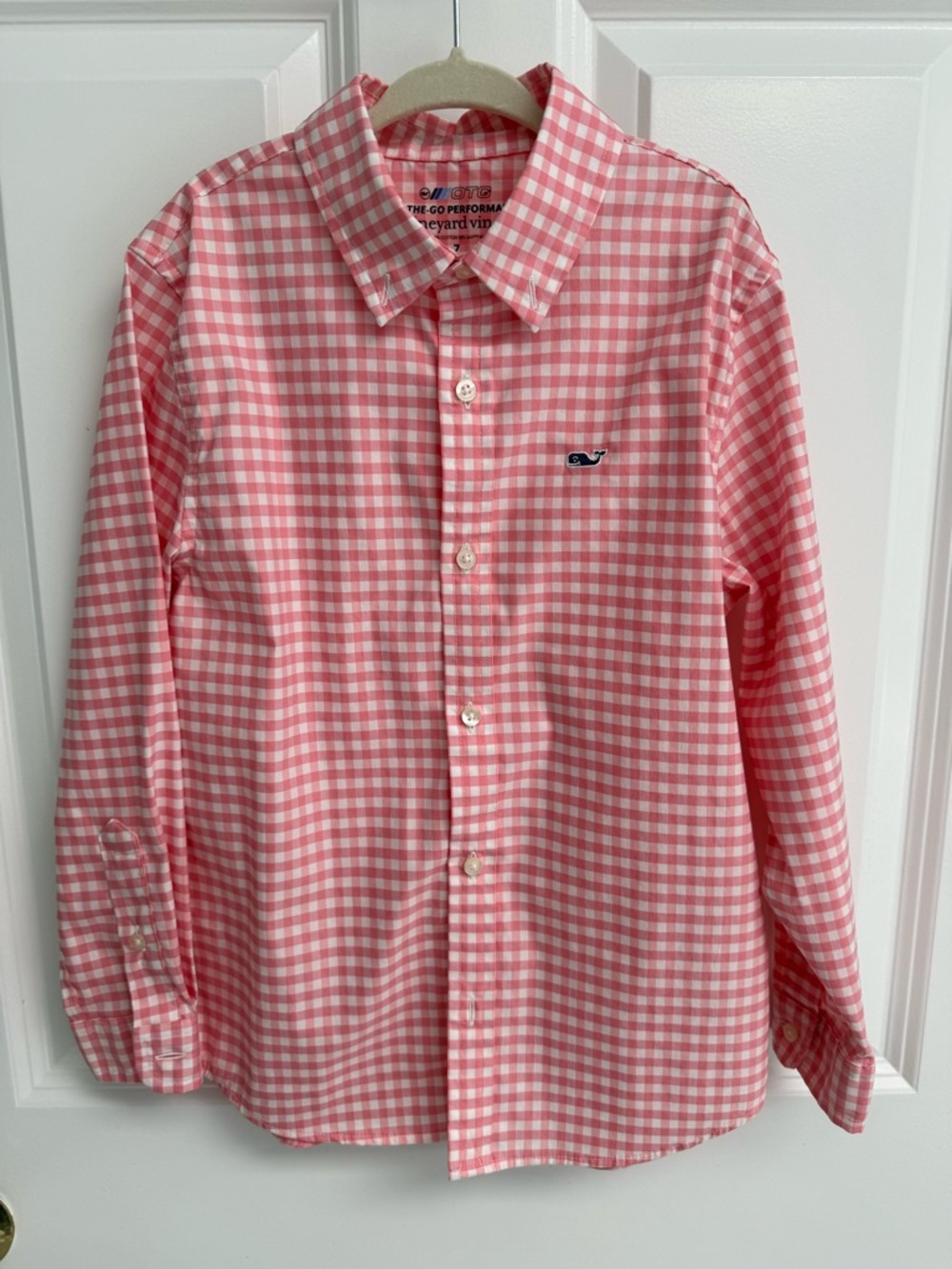 Vineyard Vines Pink and White Gingham Button-Down Shirt